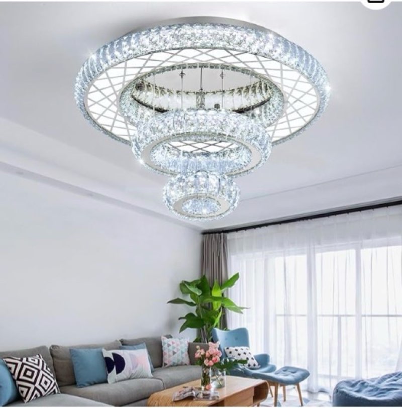 AFQEJG 11.8" Silver Modern Crystal Chandeliers for Dining Room LED Dimmable Light Fixtures Flush Mou