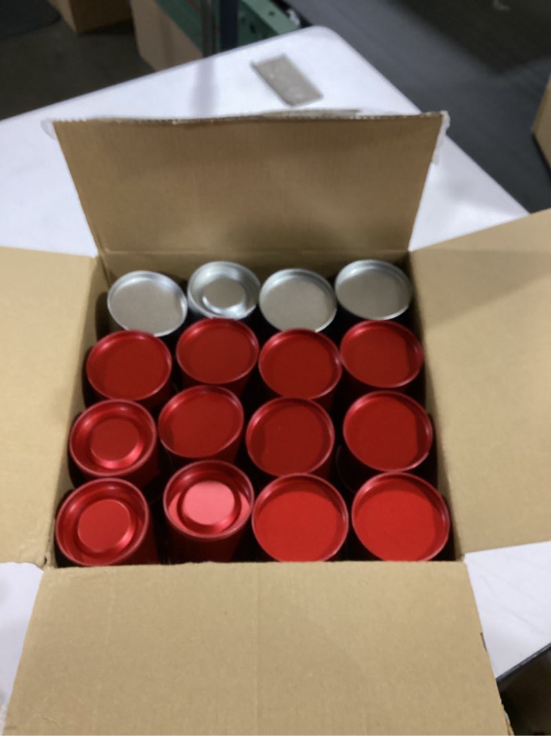 Condition photo showing Good Condition for 48 pcs small metal tea tin canister 1.97 x 1.97" with round airtight double lid mini kitchen tea canister container for travel business leaf coffee candy spices herbs
