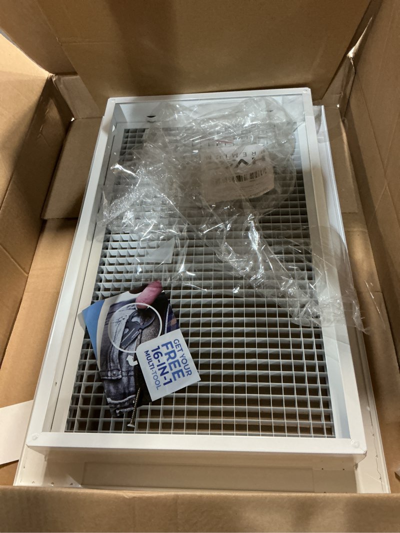 Condition photo showing Good Condition for HVAC Premium 12" x 20" Cube Core Eggcrate Return Air Filter Grille for 1" Filter - Aluminum - White [Outer Dimensions: 14.5" x 22.5"] 12 x 20