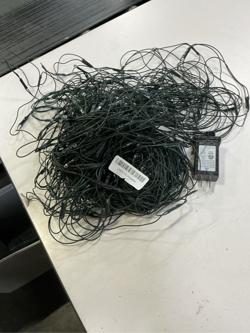 Condition photo showing As Is for Outdoor String Lights 99FT 300 LED Connectable 8 Modes with Timer Decorative String Lights for Xmas Tree Patio Party Warm White Warm White Dark Green Wire 99FT 300LED