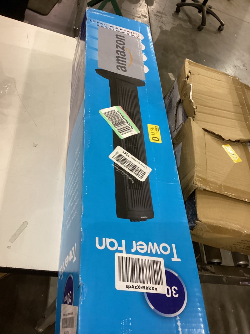 Condition photo showing As Is for PELONIS 30 Inch Oscillating Tower Fan with 3 Speed Settings and Auto-off Timer, Standing Fan PFT28A2BBB, Black, medium Black Basic