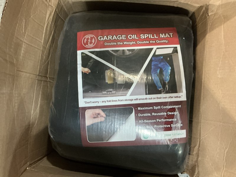 Condition photo showing New/Like New for heavy-duty garage floor mat 17' x 7'4" - waterproof garage flooring for cars & suvs, durable garage mats for floor, oil spill resistant garage pad, under car mat, garage rug for floor, oil change mats 7'4" x 17' (rectangular) black