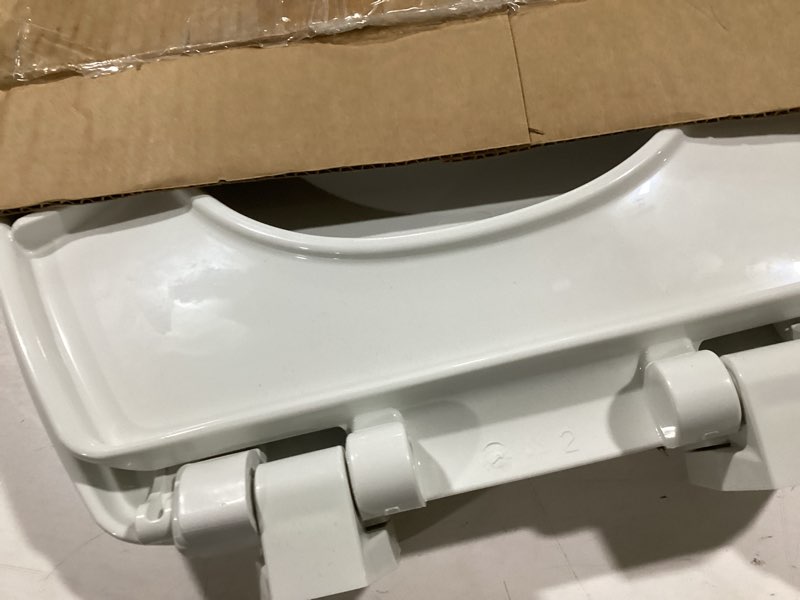 Condition photo showing Good Condition for little2big toilet seat with built-in potty training seat, slow close, durable plastic, made in usa, round, white