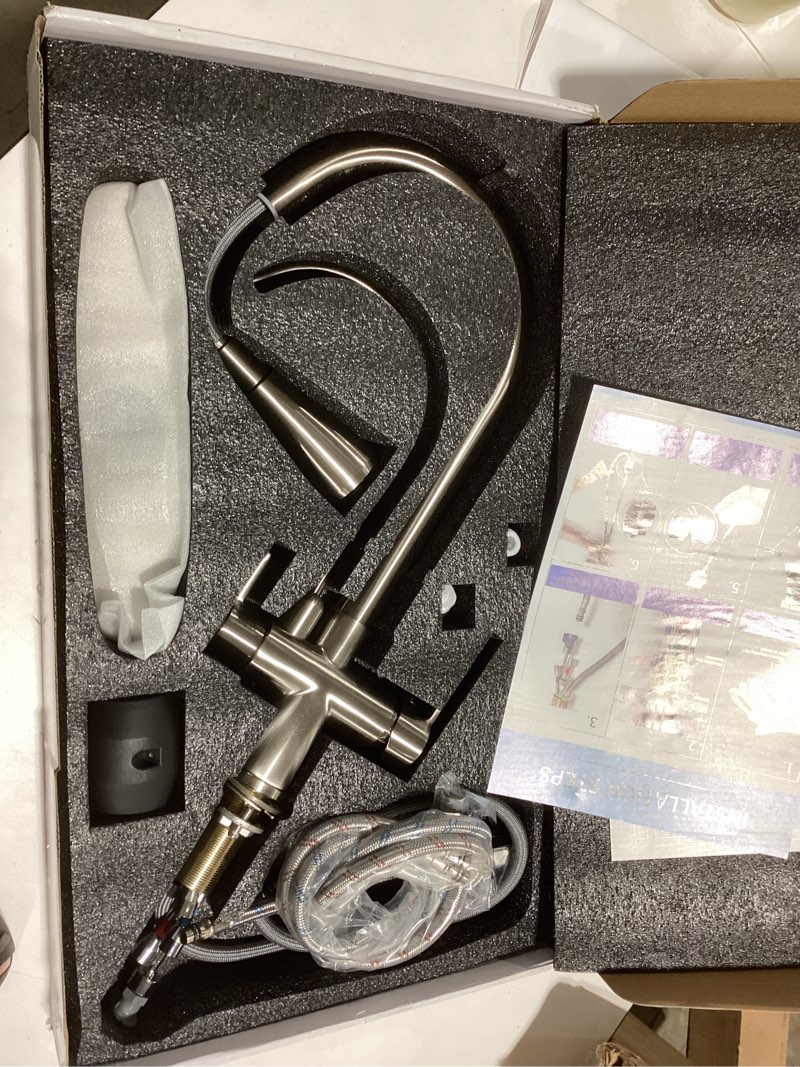 WANFAN Kitchen Sink Faucet with Pull Down Sprayer 2 Handle 3 in 1 Water Filter Purifier Faucets Brus