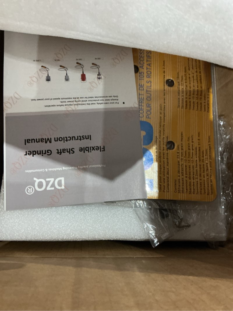 Condition photo showing As Is for dzq flex shaft grinder 560w rotary tool kit rotary carver with 3 jaw chuck 500-23000 rpm foot pedal hanging grinder with with rotating bur holder for grinding,carving,polishing,engraving w/ 77pcs accs