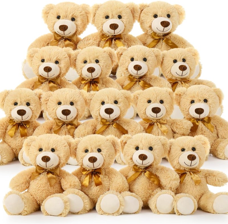 (11 pack) MorisMos Small Teddy Bears Bulk 16 Packs, Teddy Bear Stuffed Animal Bulk 14\", Cuddly Soft Teddy Bear for Baby Shower, Birthday Wedding Party, Valentines, Light Brown