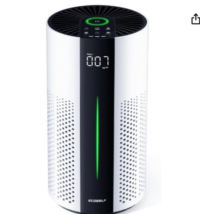 ecoself air purifiers for home large, air purifiers for bedroom 360° air intake with smart auto mode, hepa air purifier, air cleaner for smoke