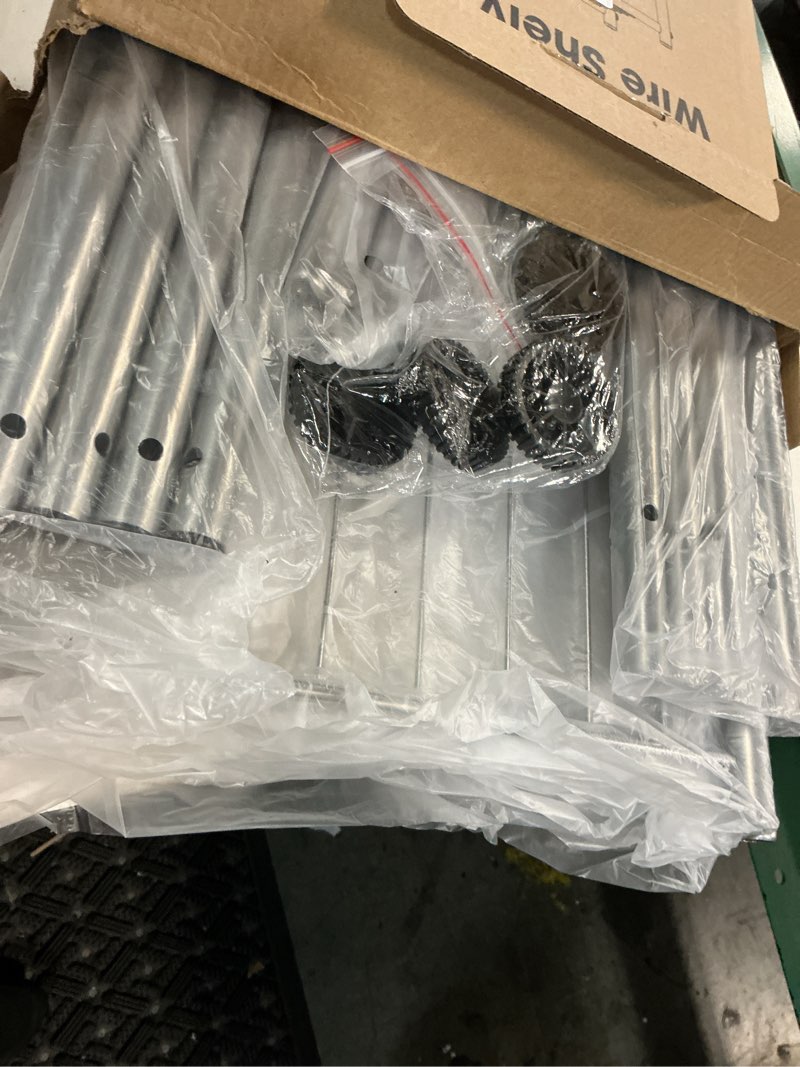Condition photo showing Good Condition for sakugi storage shelves - 3 tier shelf organizer, sturdy metal shelving with adjustable leveling feet, space-saving shelves organizer for pantry, laundry, kitchen (18" x 12" x 30", silver) silver 18.0w x 12.0d x 30.0h (3t)