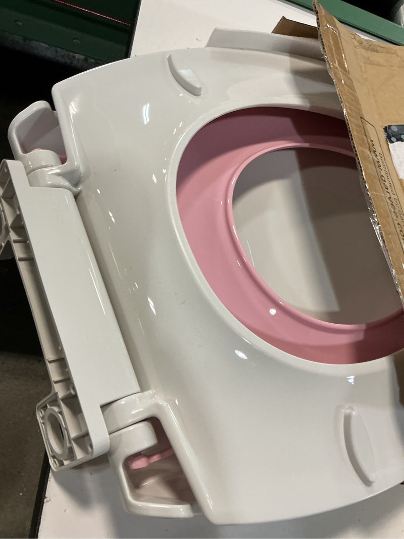 Condition photo showing As Is for garvee elongated toilet seat with toddler seat built in, potty training toilet seat for toddlers, 2 in 1 toilet seat for toddlers & adults, with slow close and magnets, pink elongated