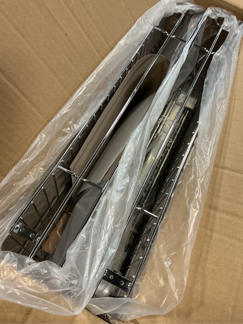 Condition photo showing Good Condition for OCG Slide Out Cabinet Organizer for Narrow Cabinet (7" W X 21" D), 2 Tier Pull Out Shelves Slim Sliding Cabinet Organizer and Storage, Chrome 7W21D Chrome Plated