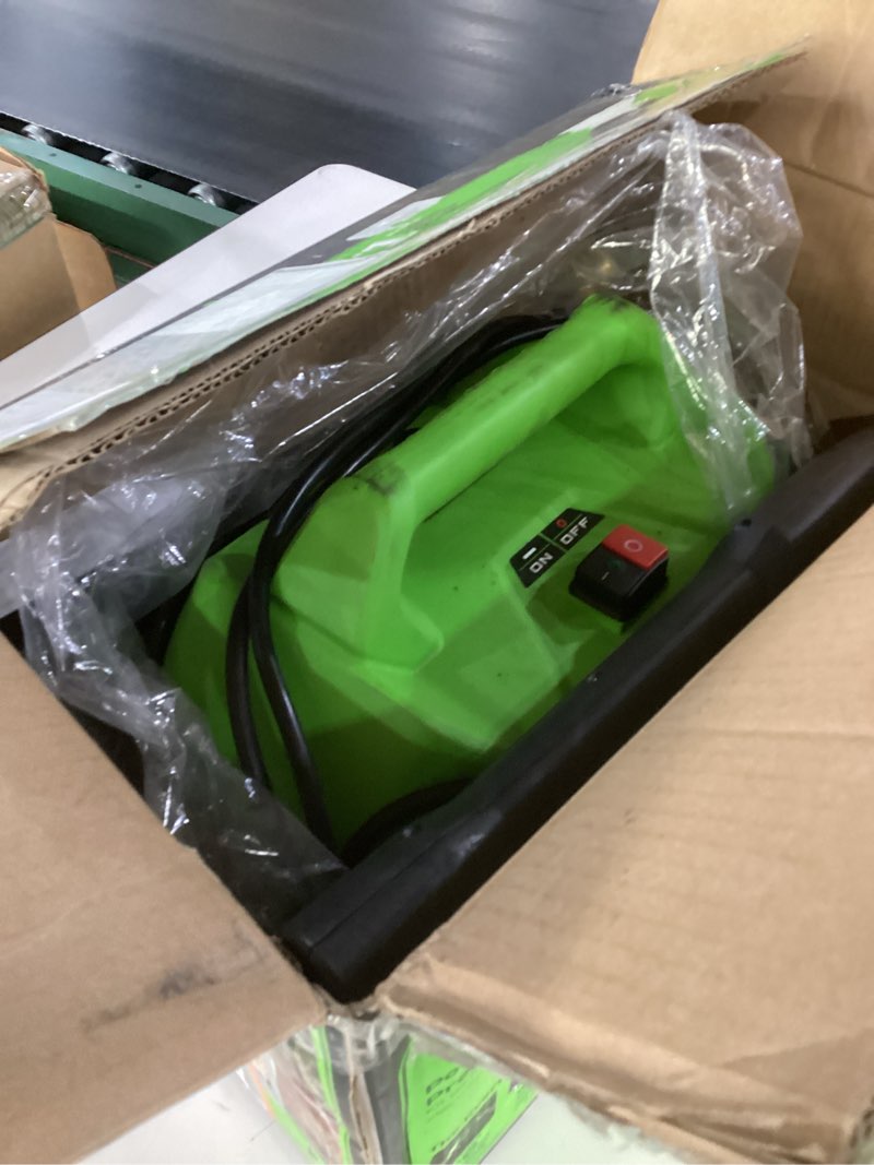 Condition photo showing As Is for DOES NOT TURN ON MISSING PIECES Greenworks 1800 PSI (1.1 GPM) Electric Pressure Washer PWMA Certified 1800PSI?Handle? 1800PSI