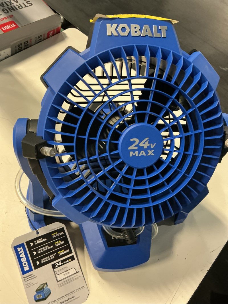 Condition photo showing Good Condition for  kobalt 7-in high velocity indoor/outdoor misting jobsite fan, battery powered, in blue kmf 1024b-03