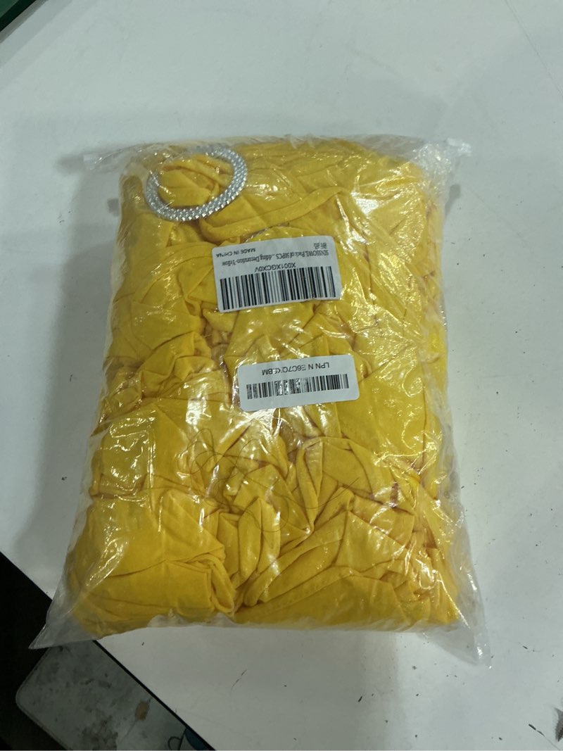 Condition photo showing Good Condition for pack of 50 spandex yellow chair sashes bows chair bands with buckles for wedding party birthday feast banquet restaurant bridal shower decorations
