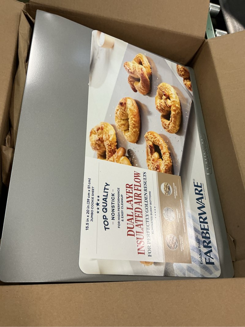 Condition photo showing As Is for Farberware Insulated Bakeware Nonstick Cookie Baking Sheet, 15.5" x 20", Light Gray