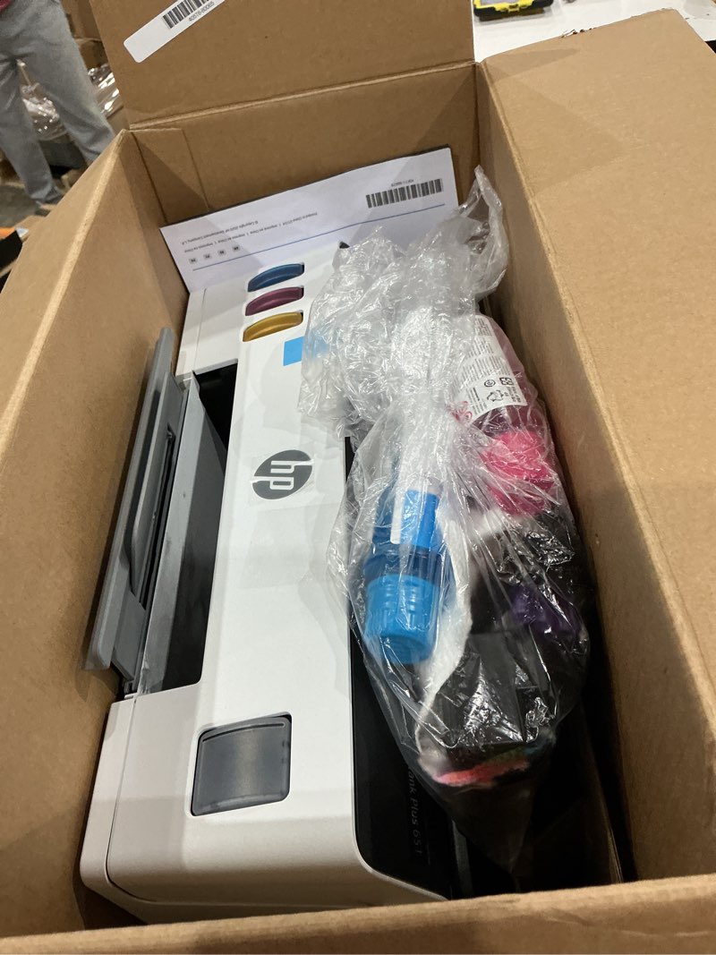 Condition photo showing As Is for hp smart tank plus 651 wireless all-in-one printer, ink tank printer-for-home use, 2 years of ink included auto document feeder, mobile print, scan, copy, fax, an ecotank alternative (7xv38a) white with black top