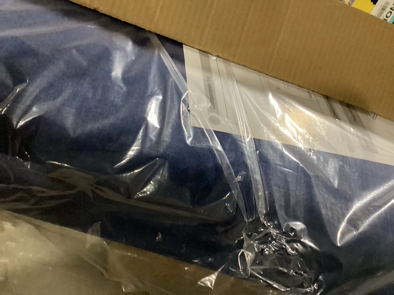 Condition photo showing New/Like New for 12-piece light blue linen upholstered headboard king size, wall mounted panels set, coastal fabric headboard & wall decor for master bedroom 12 light blue linen fabric