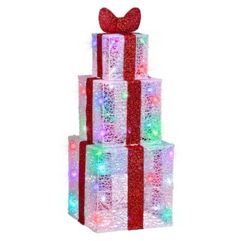 gemmy orchestra of lights 35.43-in freestanding gift box yard decoration with multicolor led lights