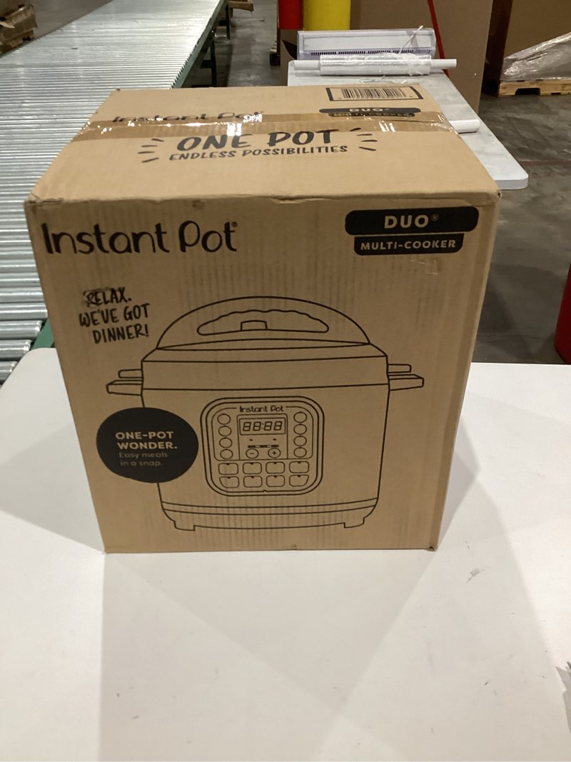 Condition photo showing New/Like New for Instant Pot Duo 7-in-1 Electric Pressure Cooker, Slow Cooker, Rice Cooker, Steamer, Sauté, Yogurt Maker, Warmer & Sterilizer, Includes App With Over 800 Recipes, Stainless Steel, 8 Quart 8 Quarts