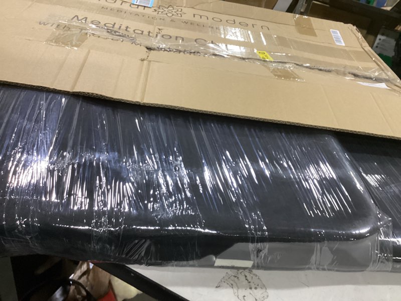 Condition photo showing As Is for mindful modern folding pro meditation chair - adjustable meditation seat with back support and half moon buckwheat meditation cushion - comfortable mindfulness living room floor chair charcoal black