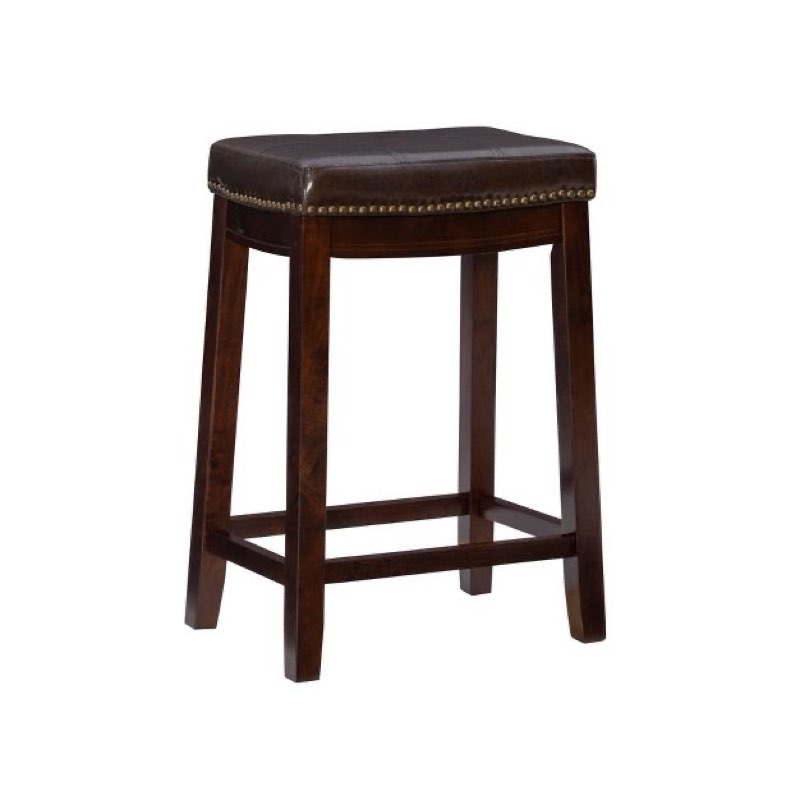 Claridge Leather Saddle Counter Height Barstool - Linon