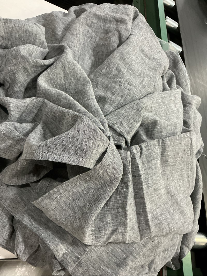 Condition photo showing As Is for (king, color charcoal7 chambray european linen duvet cover set(quince)