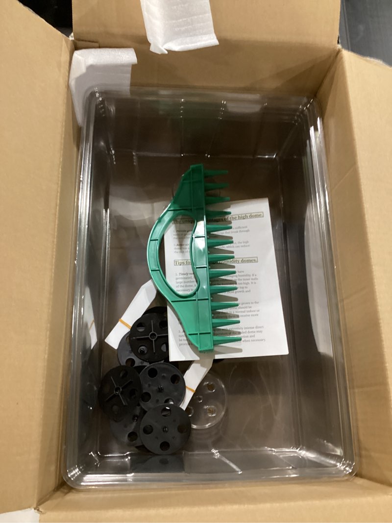 Condition photo showing New/Like New for seed starter tray, seedling trays kit for plant, germination trays with 4.73 inch high humidity domes?large growing space & better air flow for seed starting, growing tray, gardening gifts, 6pcs