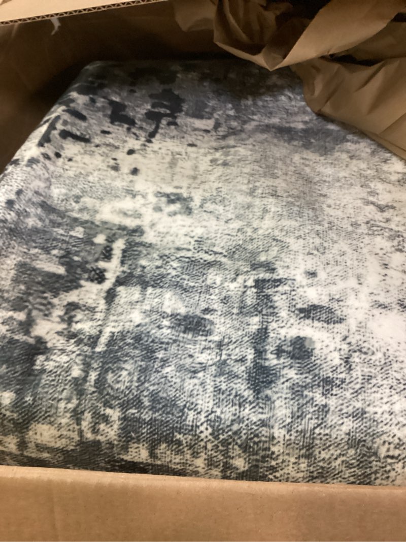 Condition photo showing Good Condition for Living Room Rug 7x10 Ink Black Area Rugs Machine Washable Abstract Boho Large Rug Non-Slip Non-Shedding Faux Wool Indoor Vintage Carpet for Bedroom, Classroom, Dining Room, Kids Playroom 7' x 10' (Rectangular) Ink Black