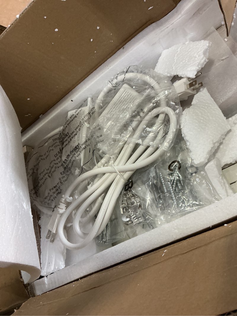 Condition photo showing Good Condition for TIQLAB Small Computer Desk with Power Outlets, 40 Inch L Shaped Desk with Reversible Shelves, Gaming Desk Corner Desk Study Writing Desk for Home Office Bedroom Small Space, White 40 Inch White