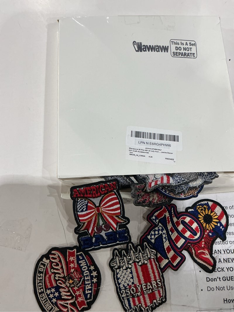 Condition photo showing Good Condition for wavwavw 50 pcs 4th of july iron on patches patriotic embroidered patches 250th anniversary of independence day stick on patch sew on applique for hats jackets backpacks decor diy craft accessories