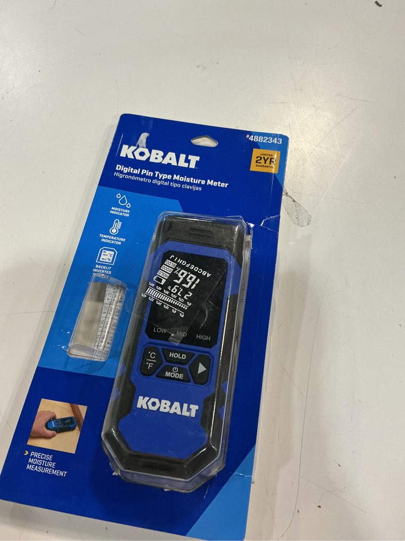 Condition photo showing As Is for 100+ bought last week kobalt digital display moisture meter 1 amp