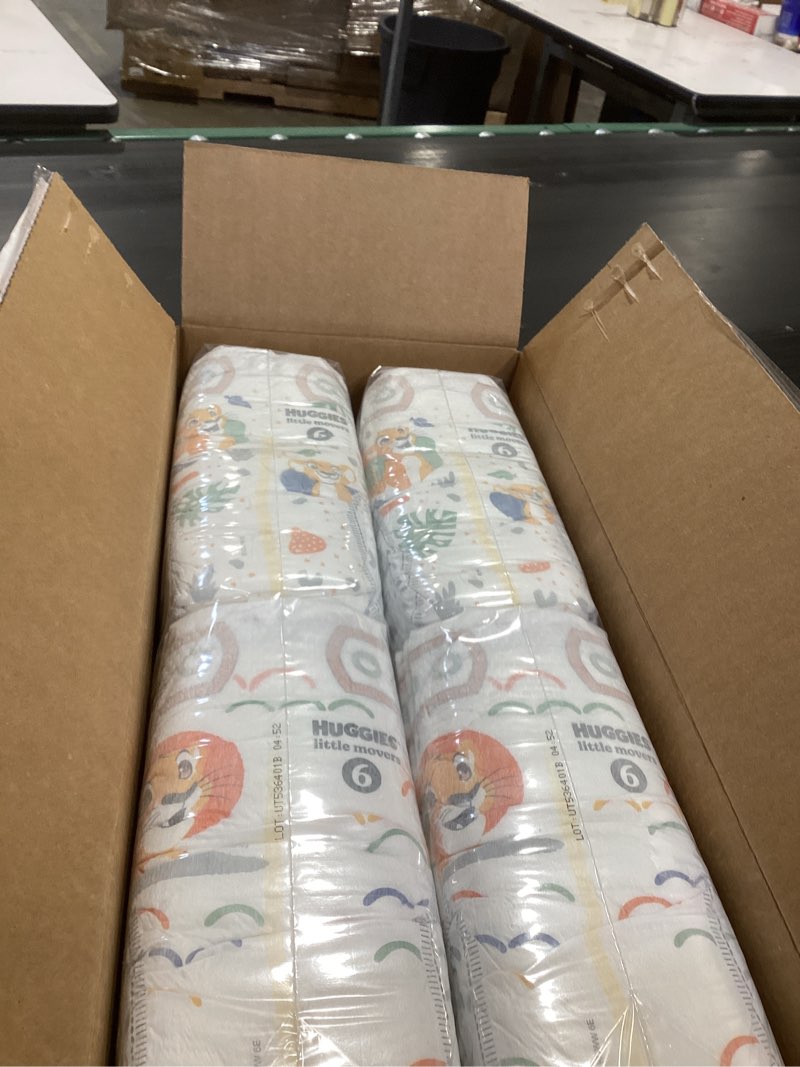 Condition photo showing New/Like New for Huggies Little Movers Baby Diapers, Size 6 (35+ lbs), 84 Ct