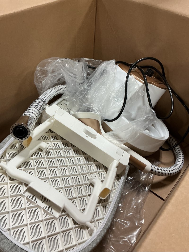 Condition photo showing As Is for hapais steamer for clothes,1800w standing garment steamer 30s fast heat,90° rotating ironing board,2l tank for all fabrics like silk,heavy duty double pole professional clothes steamer for family gold