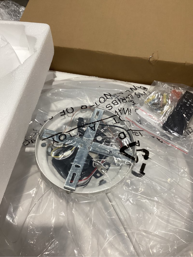 Condition photo showing Good Condition for volisun low profile ceiling fans with lights and remote, 19.7in fandelier ceiling fan flush mount, 3000k-6500k smart bladeless led fan light, white modern ceiling fans with lights for bedroom white 19.7 inch