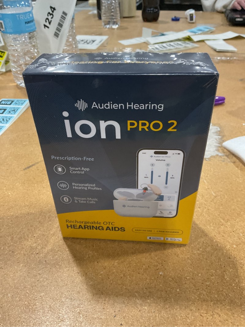 Condition photo showing New/Like New for audien hearing ion pro 2 | bluetooth rechargeable otc hearing aids for seniors | app-controlled with uv cleaning, long battery life, enhanced streaming audio & comfortable fit