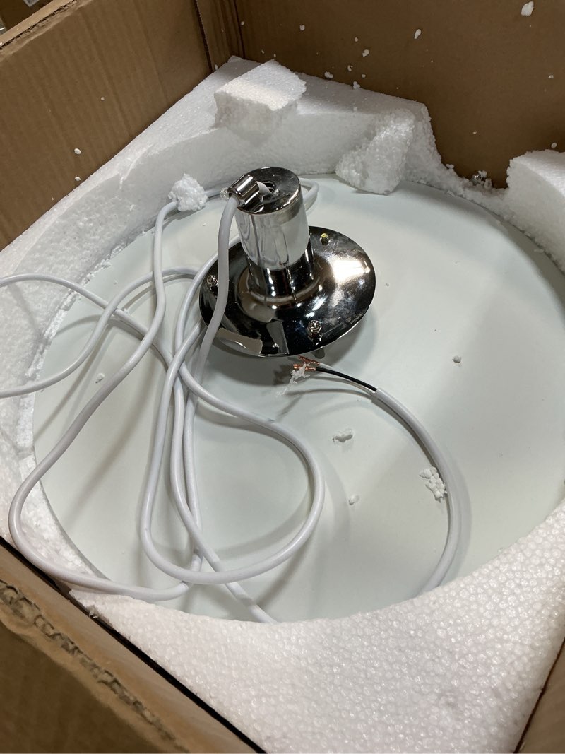 Condition photo showing As Is for Modern Pendant Light Fixture, Vintage Ceiling Hanging Lamp with 4-Tier Metal Shade, E26 Base, Mid Century Chandelier for Kitchen Island, Dining Room, Living Room, Hallway, White 14.96"