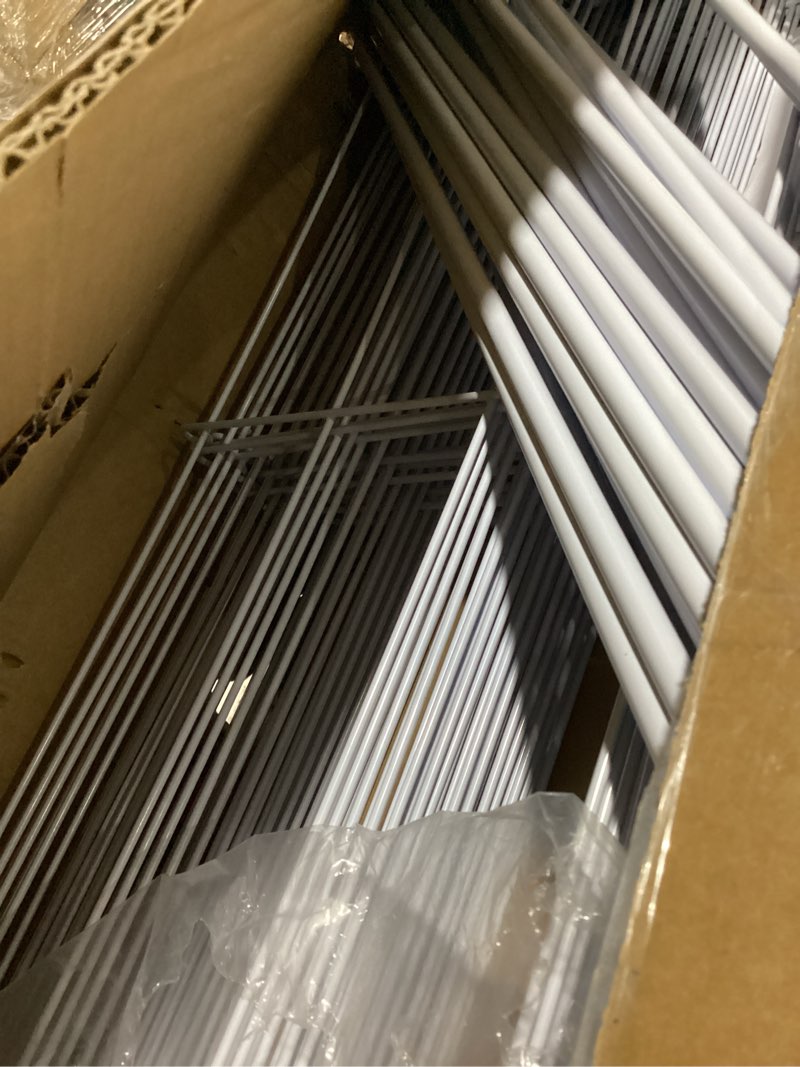 Condition photo showing Good Condition for 25 panels decorative garden fence, 32 in(h) x 50 ft(l) no dig dog fence outdoor for yard, rustproof tall metal garden fencing animal barrier with ground stakes, temporary fencing for patio, white 25 panels, 32in(h) x 50ft(l) white