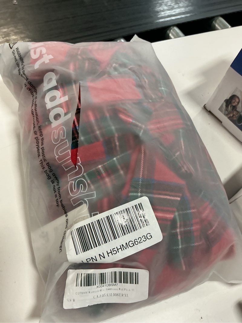 Condition photo showing Good Condition for cupshe women's mini dress high neck plaid long sleeve belted ruffled hem short dresses