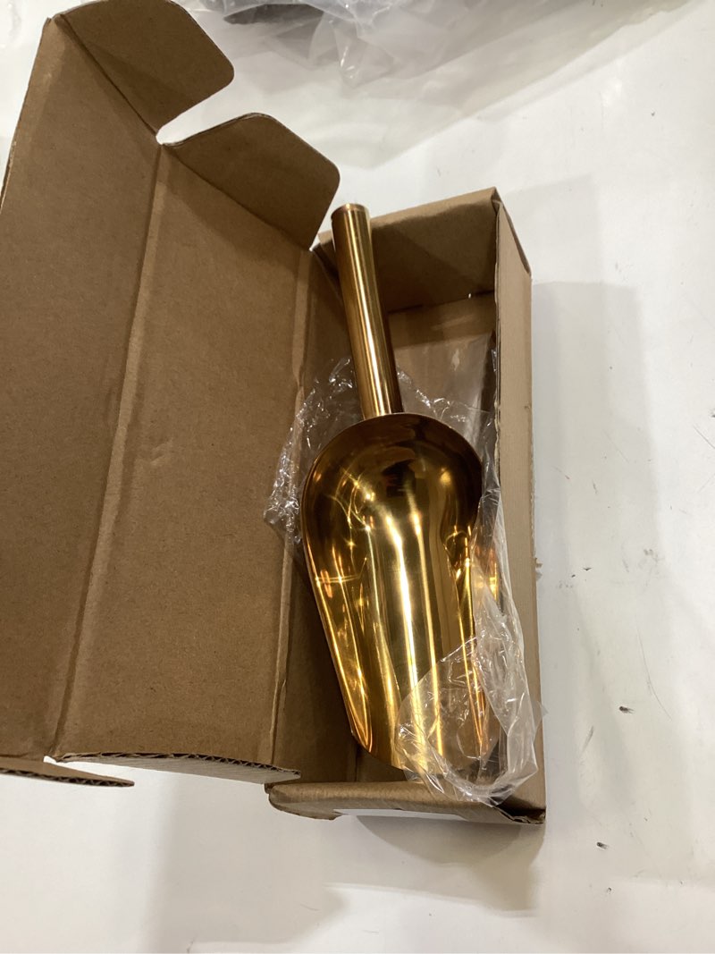 Condition photo showing Good Condition for stainless steel ice scoop and ice tongs,food scoop metal ice scooper&buffet clip for home bar buffet wedding canisters, easy clean & durable (gold)