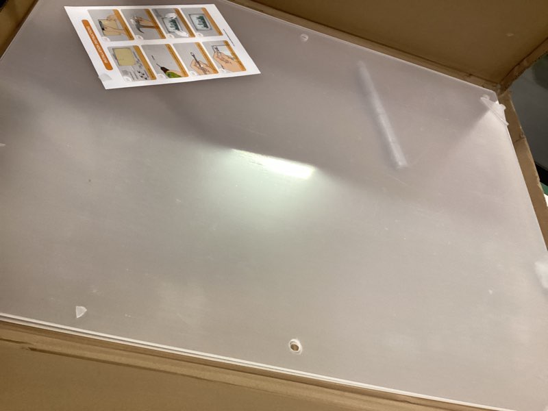 Condition photo showing As Is for Rebecca Luxurious-16x20 Frameless Acrylic Picture Frame 16x20 Inch - Ultra Clear 4mm Acrylic Floating Frame with Silver Brackets - Easy Wall Installation for Certificates, Graduation, Family Photos, Documents - Modern Photo Display (Transparent, 16x20) Transparent 16x20