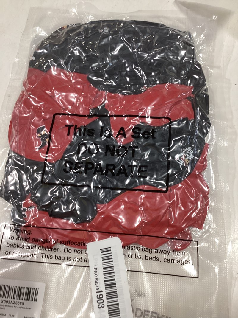 Condition photo showing New/Like New for deekin 60 pcs ninja balloons ninja birthday party decorations for baby shower supplies birthday party favors centerpiece, latex balloons(red?black)