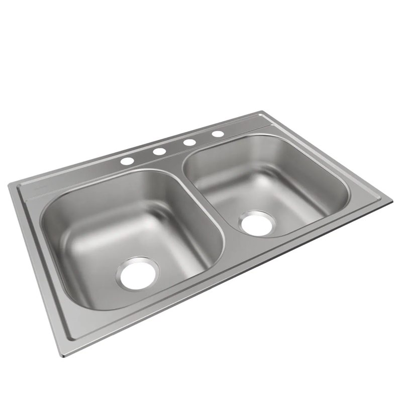 elkay dayton drop-in 33-in x 22-in stainless steel double equal bowl 22 -gauge kitchen sink