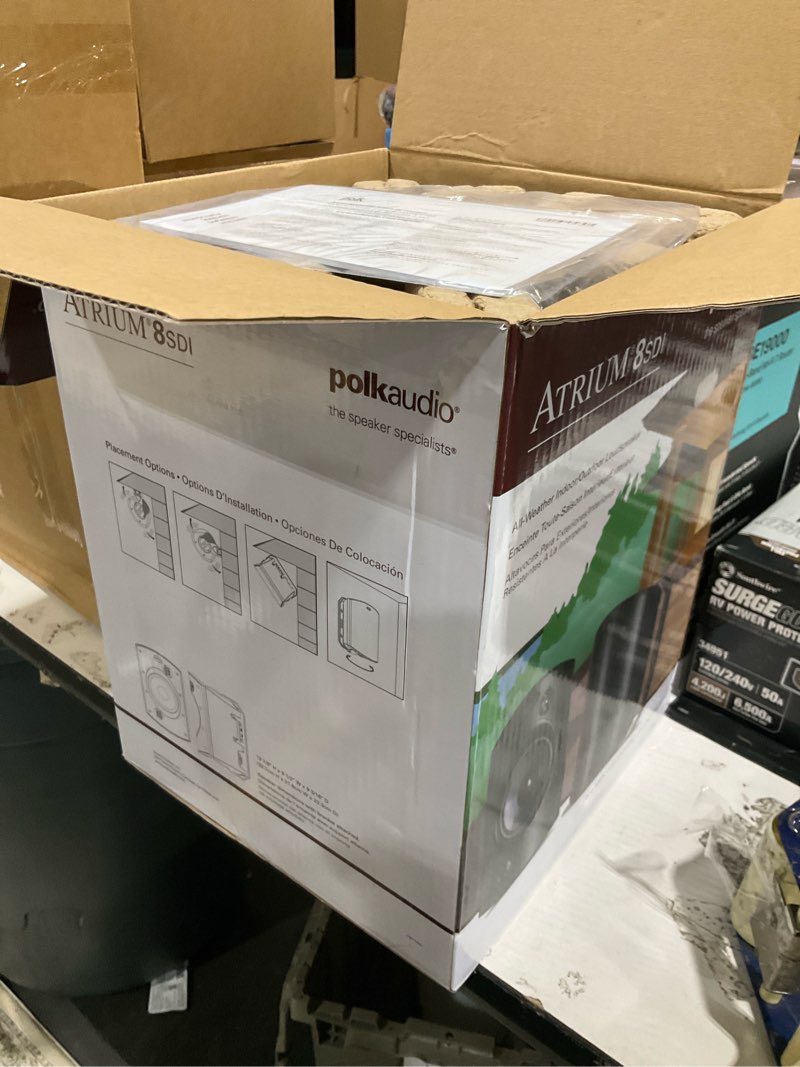 Condition photo showing Good Condition for polk audio atrium 8 outdoor speaker with powerful bass (each, white), all-weather durability, broad sound coverage, speed-lock mounting system white 1 speaker atrium 8