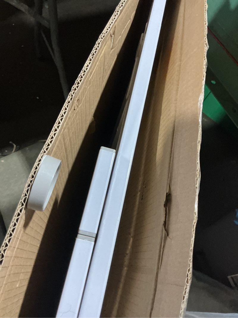 Condition photo showing As Is for innotruth 28.9-42.1" wide baby gate for stairs & doorways, 30" tall pressure mounted dog gates for stairs expandable one-hand open, easy step walk through dual lock metal pet gates for dogs, white white 28.9-42.1" w x 30" h