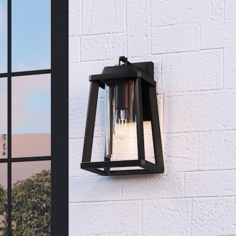 quoizel amsted 1 -light 15.38-in h matte black hardwired outdoor wall light