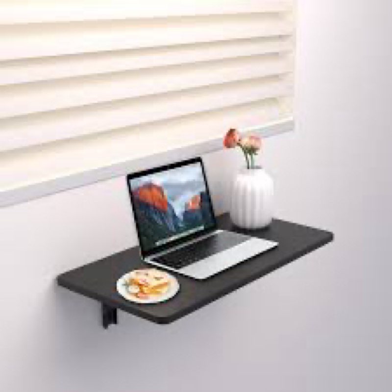 MM MELISEN Black Wall Mounted Folding Table 24x16 Inch (61x40cm), Fold Down Desk for Laundry Room, F