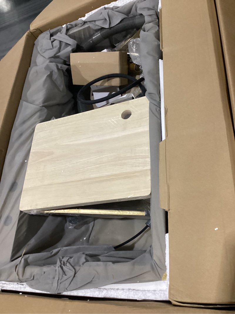 Condition photo showing Good Condition for sinks undermount or countertop single bowl stainless steel kitchen sink with drain basket, cutting board, vegetable sink, multi-function pull-out faucet set (gold, 31.5x18x9 inch)