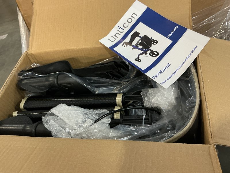 Condition photo showing Good Condition for rollator walkers for seniors folding rollator walkers with seat and four 8 inch wheels medical rollator walker with comfort handles and thick backrest aluminium frame,champagne