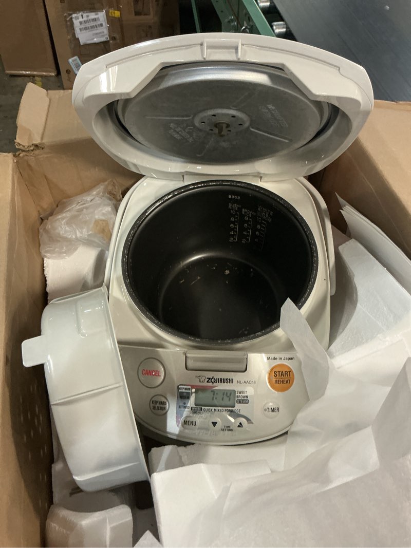 Condition photo showing As Is for zojirushi nl-aac18 micom rice cooker (uncooked) and warmer, 10 cups/1.8-liters 1.8 l