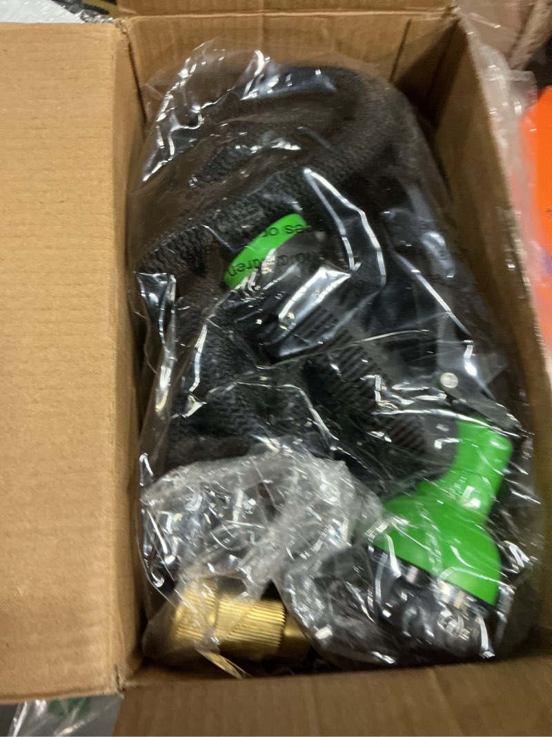 Condition photo showing New/Like New for Flexi Hose Expandable Garden Hose with 8 Function Nozzle, 50FT - Lightweight Retractable Garden Hose, Water Hose - No-Kink Flexibility, 3/4 Inch Solid Brass Fittings and Double Latex Core 50ft Black