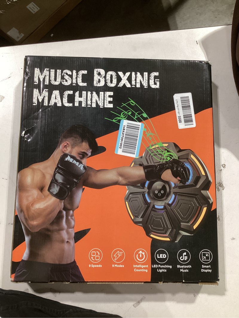 Condition photo showing As Is for Music Boxing Punching Machine for Adults - 9 Modes & 9 Speeds, Bluetooth Music Punching Machine with Gloves, Electronic LED Boxing Training Equipment Wall Mounted,Home Indoor Workout Trainer Equipment